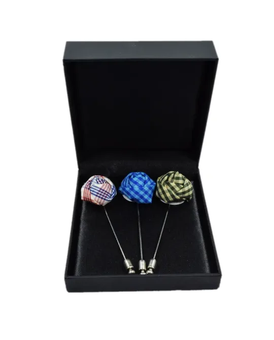 Men Brooch Three Collar Febric Pins