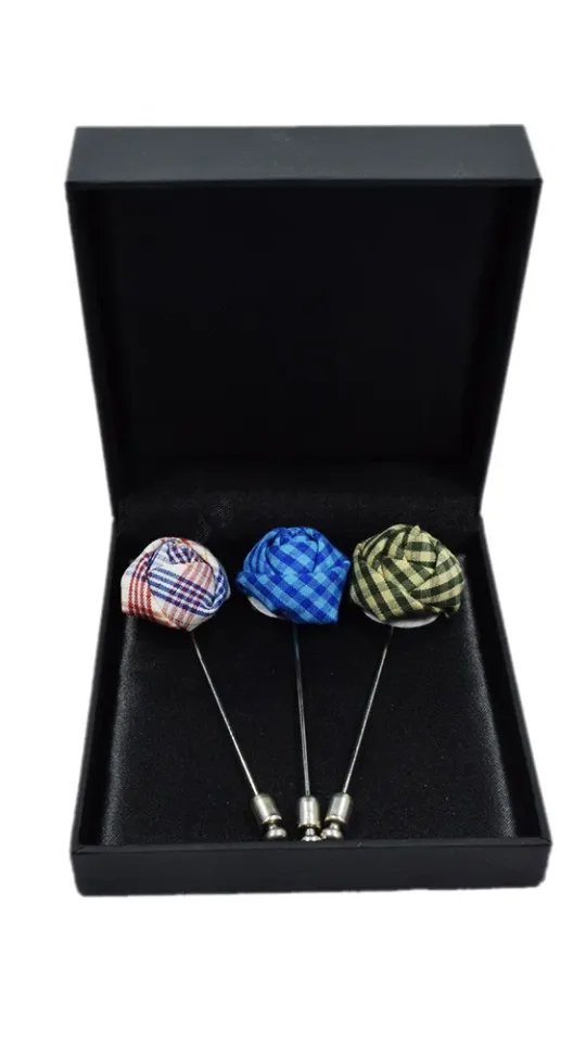 Men Brooch Three Collar Febric Pins