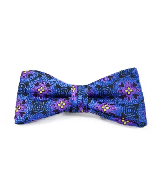 Paul Williams Designer Silk Royal Blue with Yelow Flowers