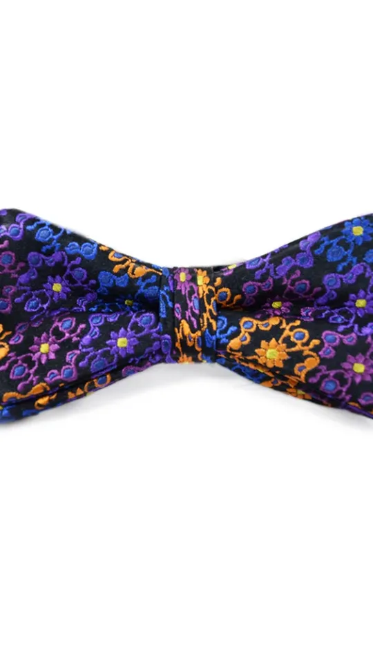 Paul Williams Designer Silk Royal Blue with Pattern Flowers