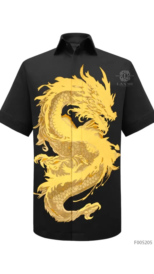 Laxmi Mythical - Flame Wood Dragon Gold in Black