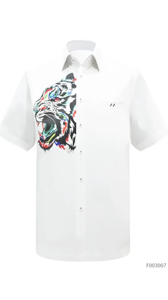 Laxmi Embroidery: Tiger 02 White