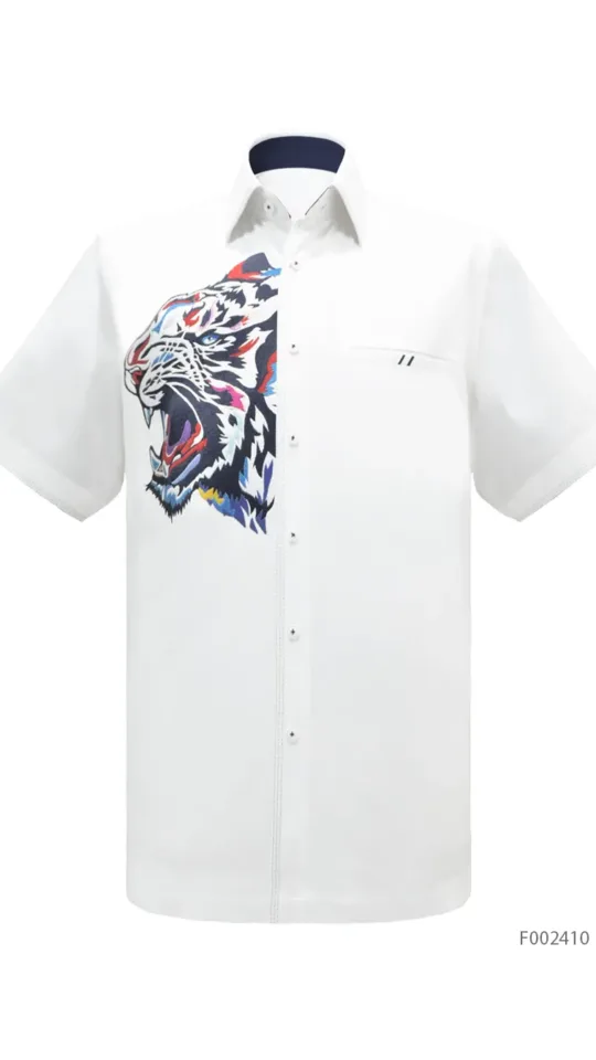 Laxmi Embroidery: Tiger 01 White