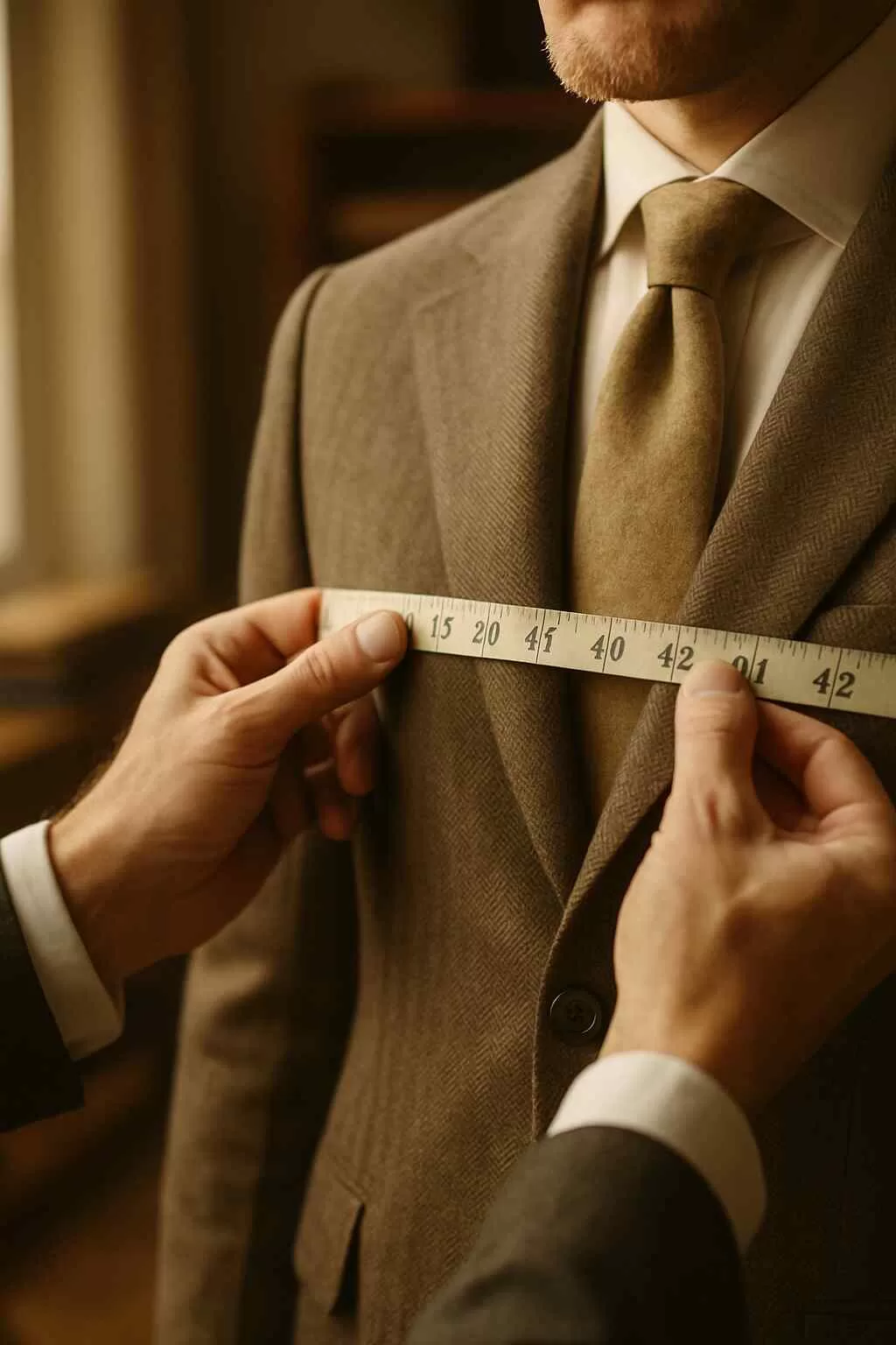 Measuring tape on a tailored jacket
