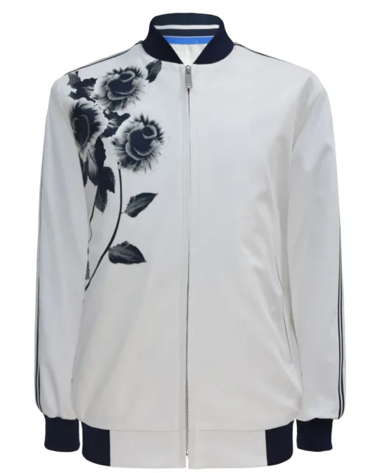 Bomber Jacket - Flower Black & White