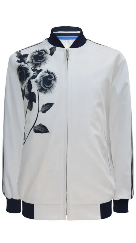 Bomber Jacket - Flower Black & White