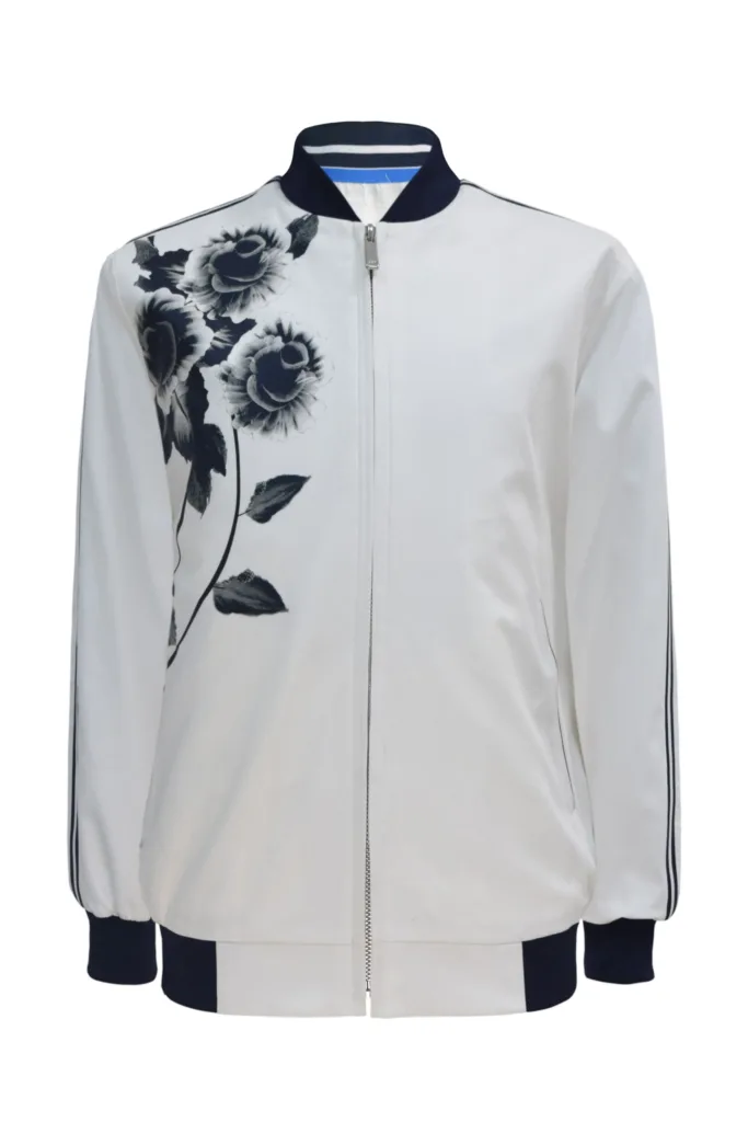Bomber Jacket - Flower Black & White
