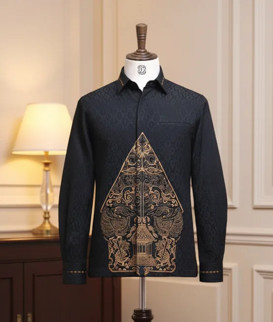 Hand-embroidered shirt detail