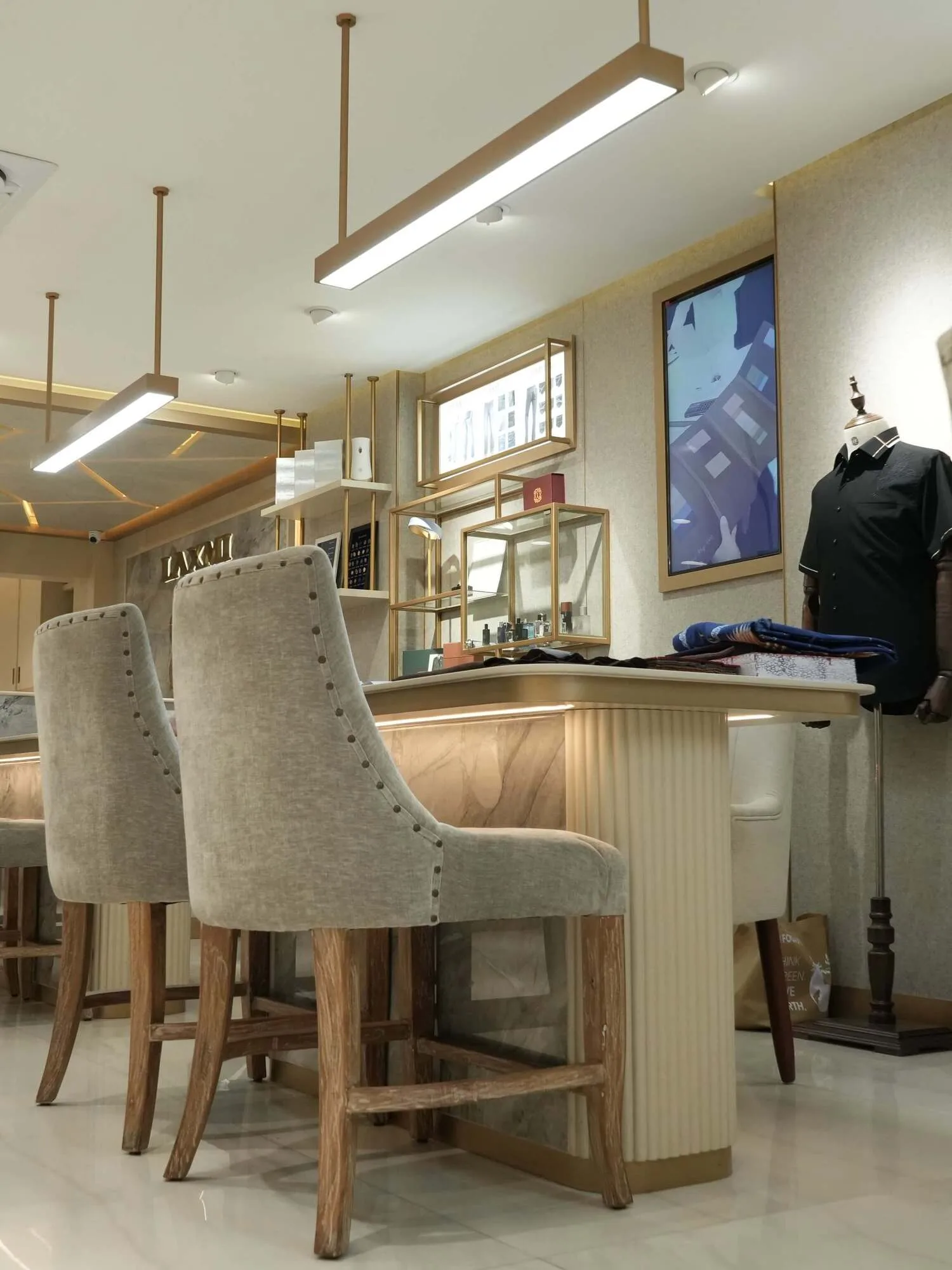 Consultation counter at the Laxmi Tailors atelier in Jakarta